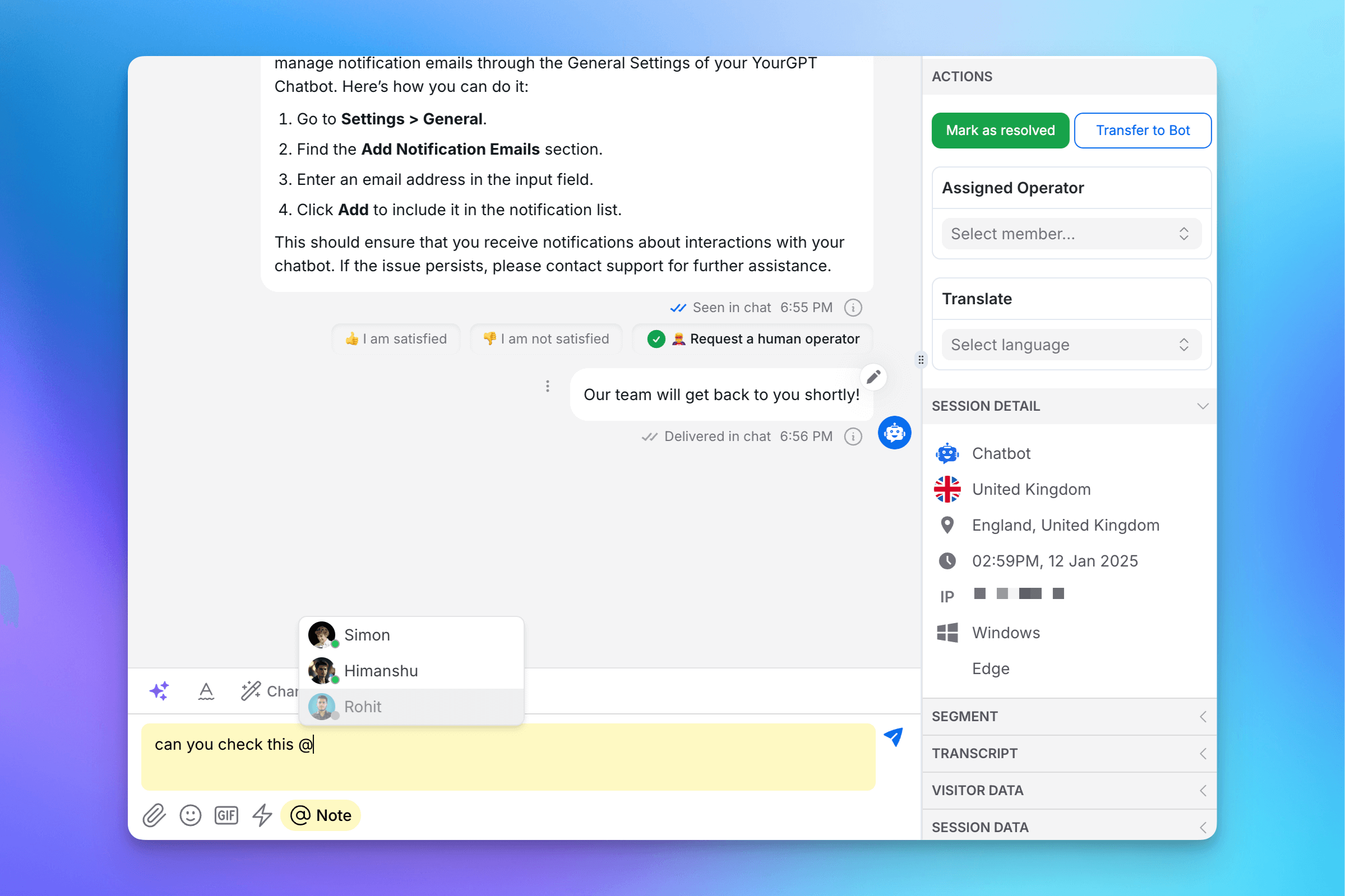 Team Collaboration & Notes